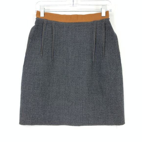 D&G Dolce & Gabbana Skirt Women's Size 40 US 4 A-Line Charcoal Gray Brown Wool - Picture 1 of 6